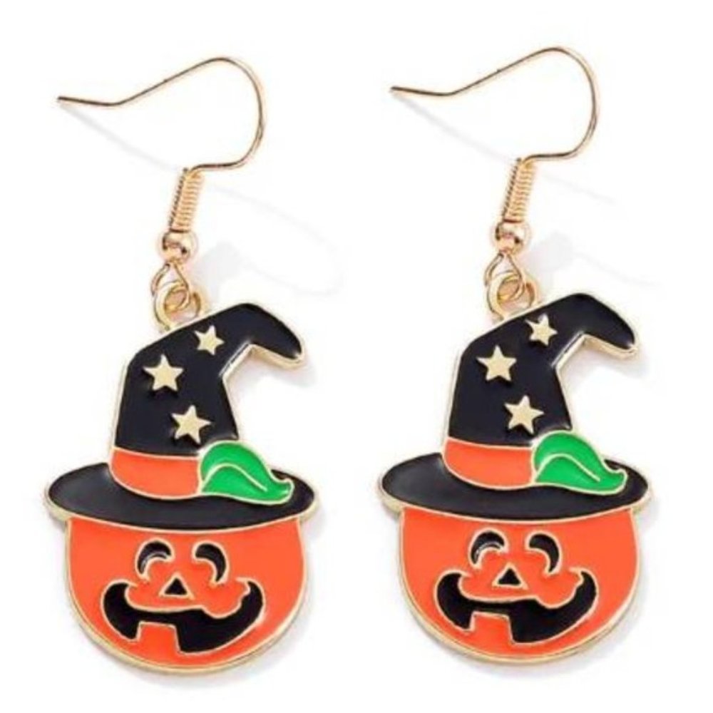 NEW 1Pair Set Halloween Pumpkin Witch Ghost Metal Drop Earrings Charms Boho